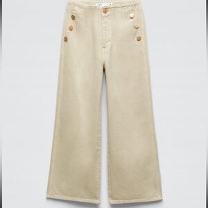 Zara cropped wide leg button jeans